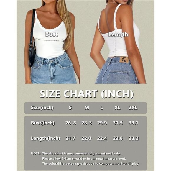 Women's White Sleeveless Spaghetti Strap V-Neck Ribbed Tank Tops T-shirts‎ - Picture 6 of 6